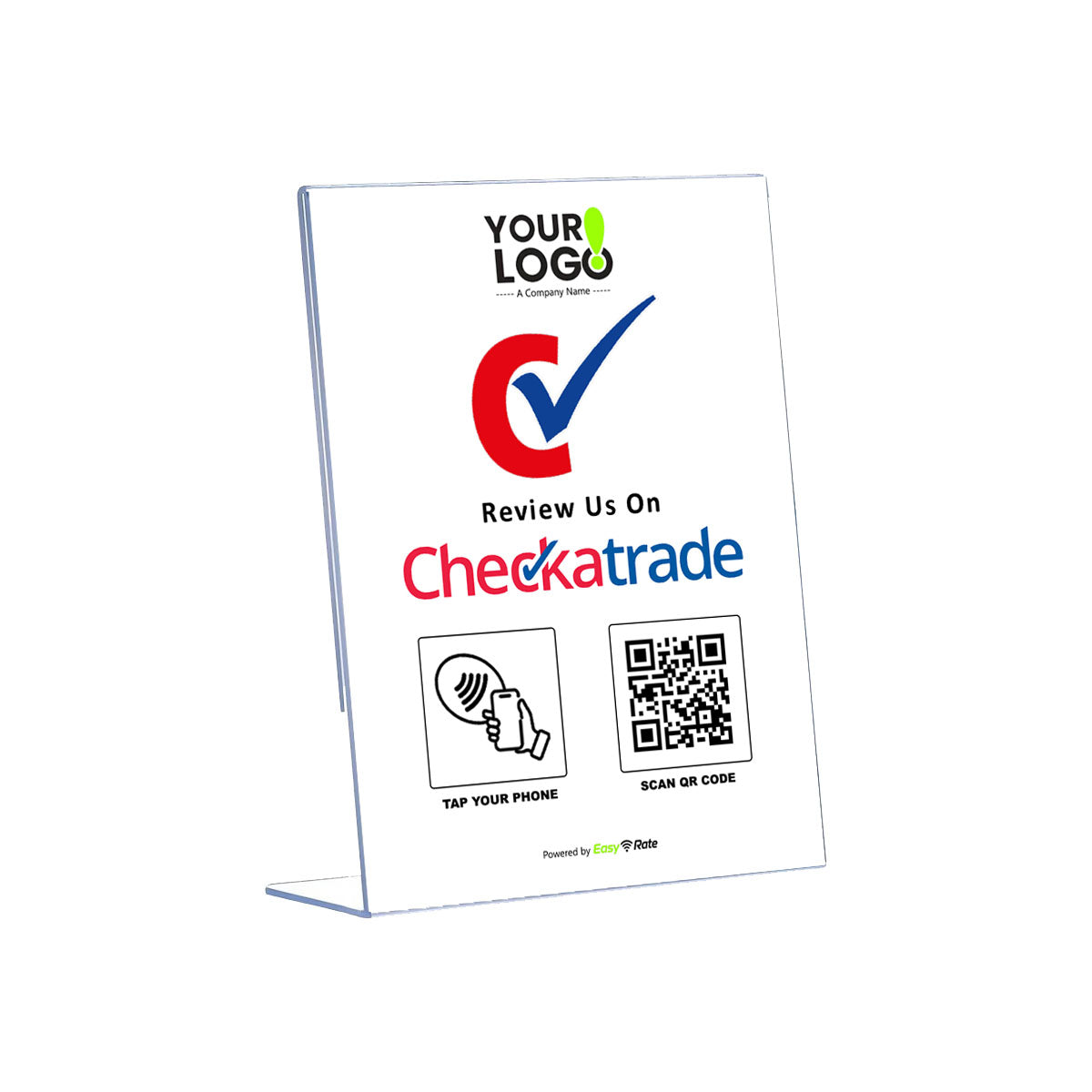 QR and NFC Checkatrade Review Classic Slant L-Stand