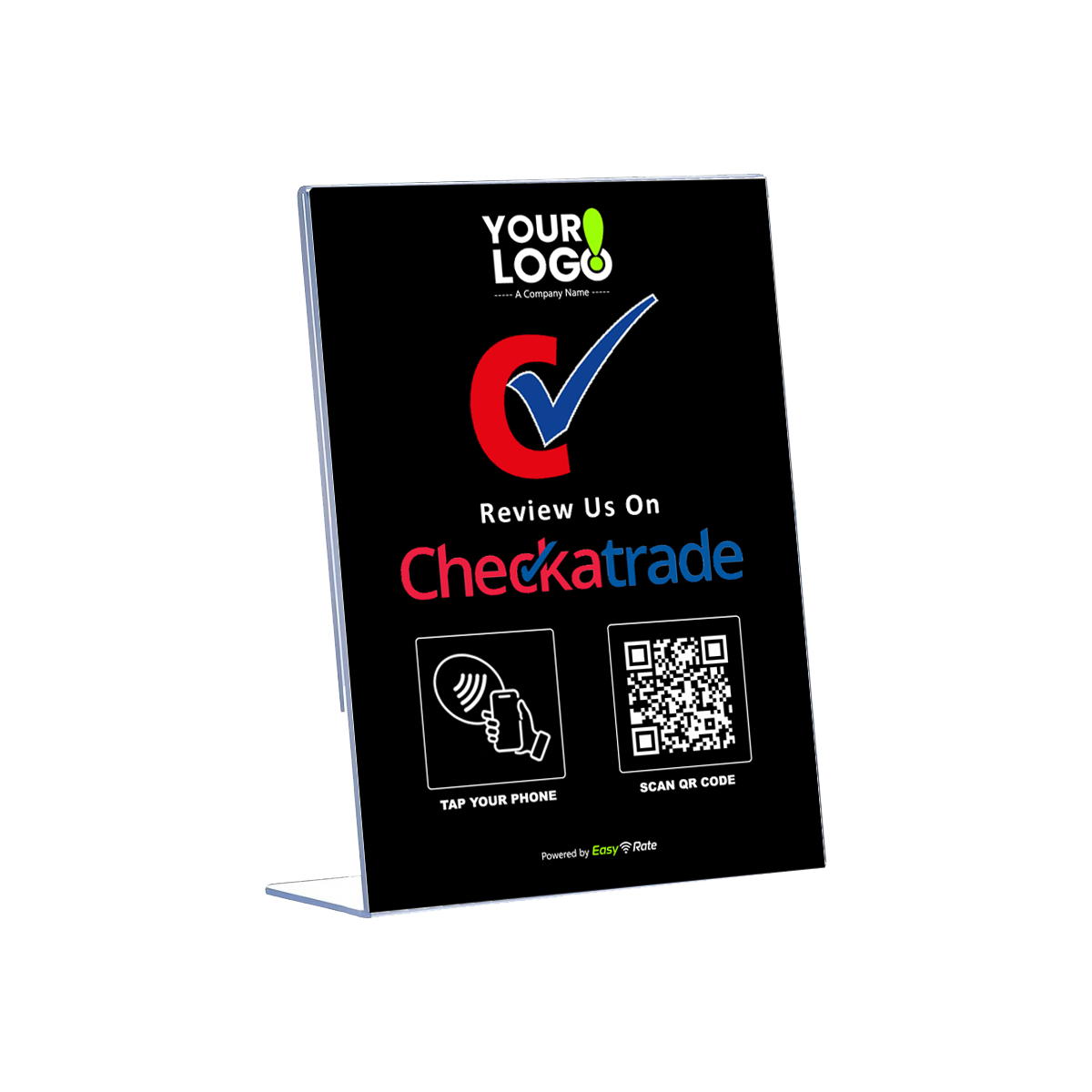 QR and NFC Checkatrade Review Classic Slant L-Stand