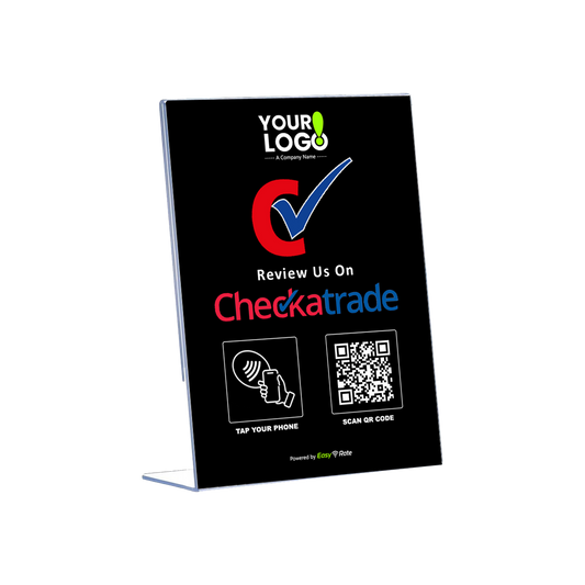 QR and NFC Checkatrade Review Classic Slant L-Stand