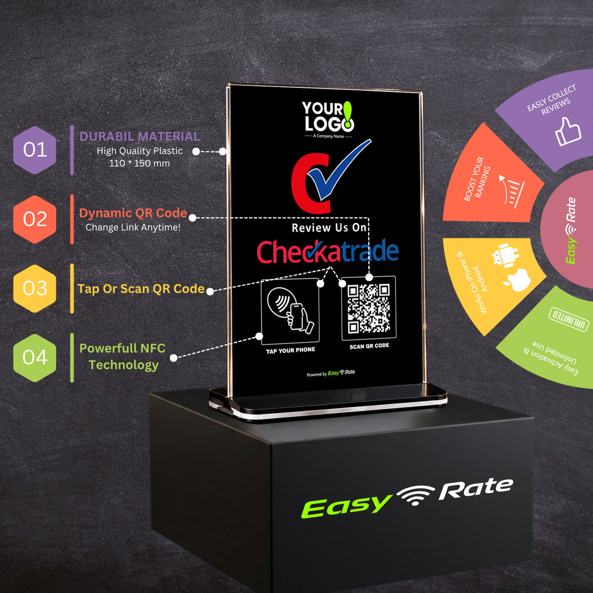 QR and NFC Checkatrade Review Pro Pedestal Stand