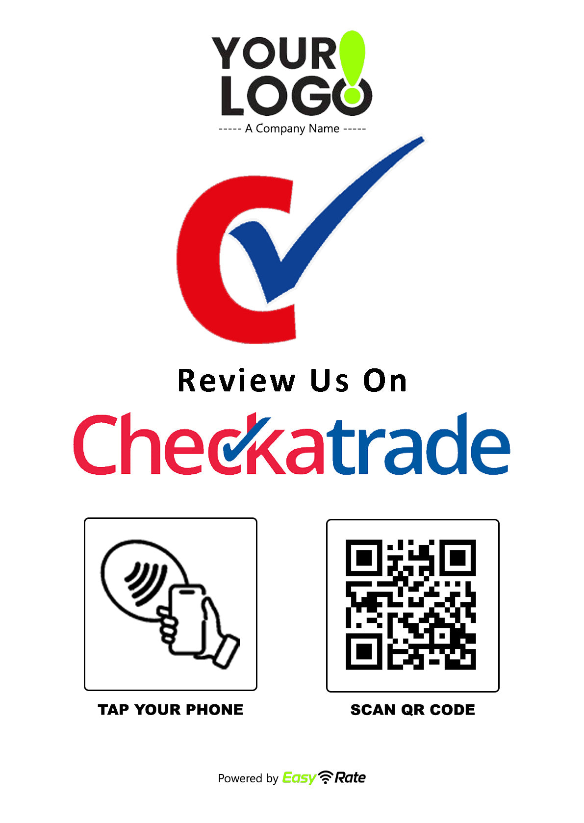 QR and NFC Checkatrade Review Classic Slant L-Stand