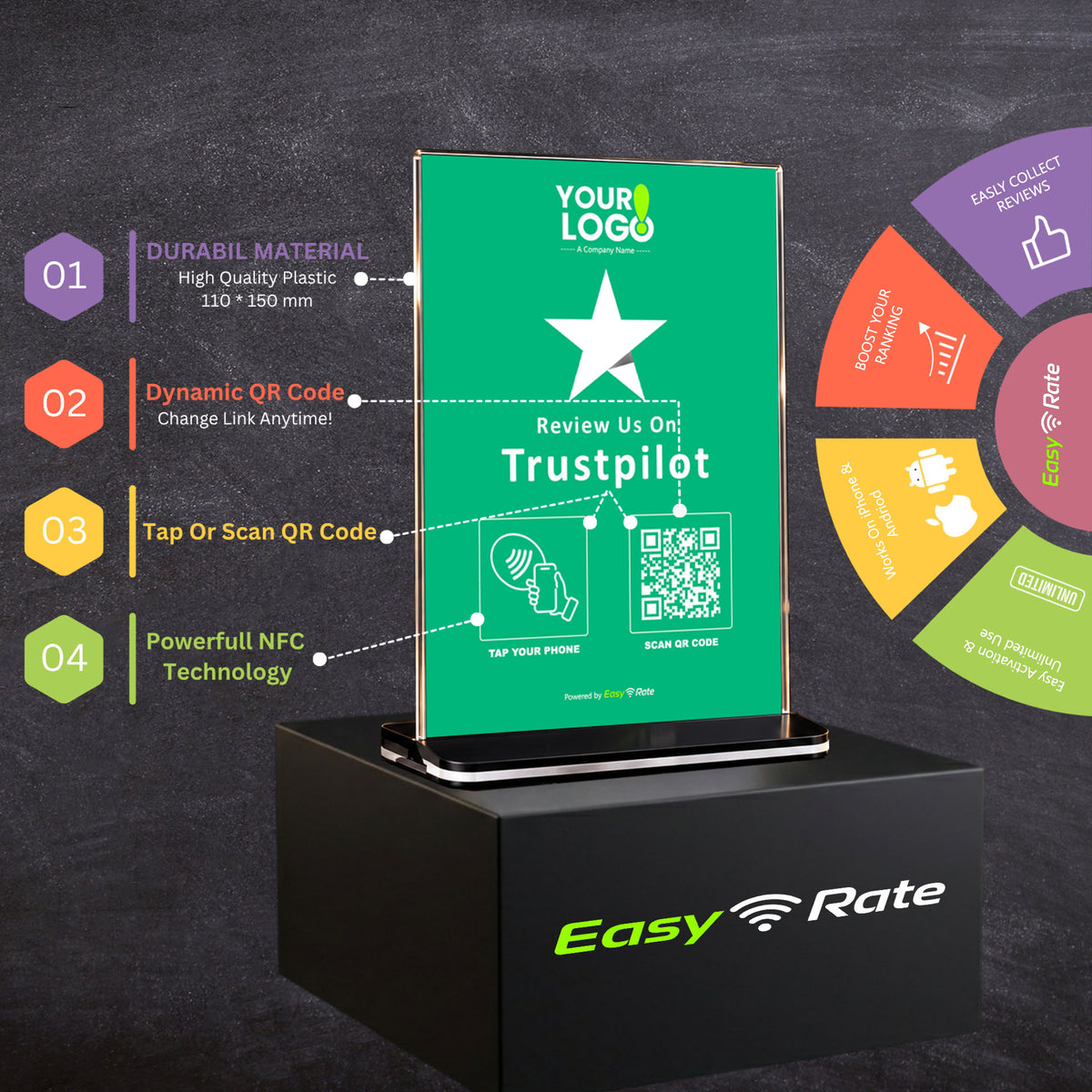 QR and NFC Trustpilot Review Pro Pedestal Stand