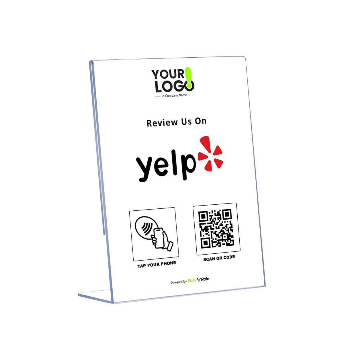 QR and NFC Yelp Review Classic Slant L-Stand