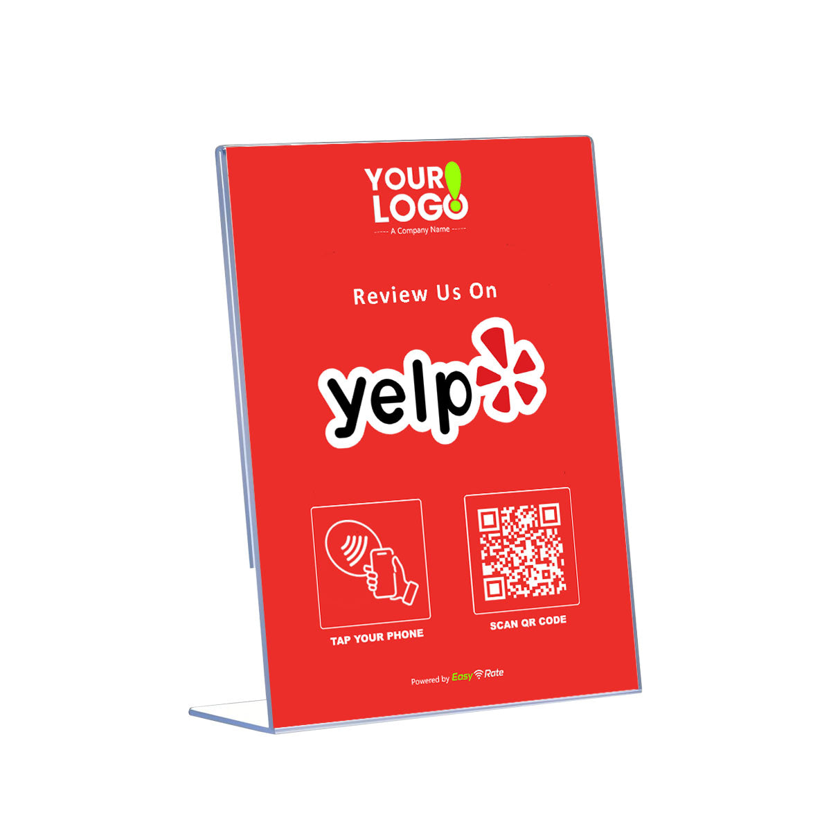 QR and NFC Yelp Review Classic Slant L-Stand