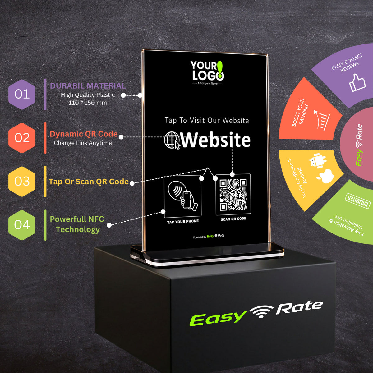 QR and NFC Website Direct Link Pro Pedestal Stand