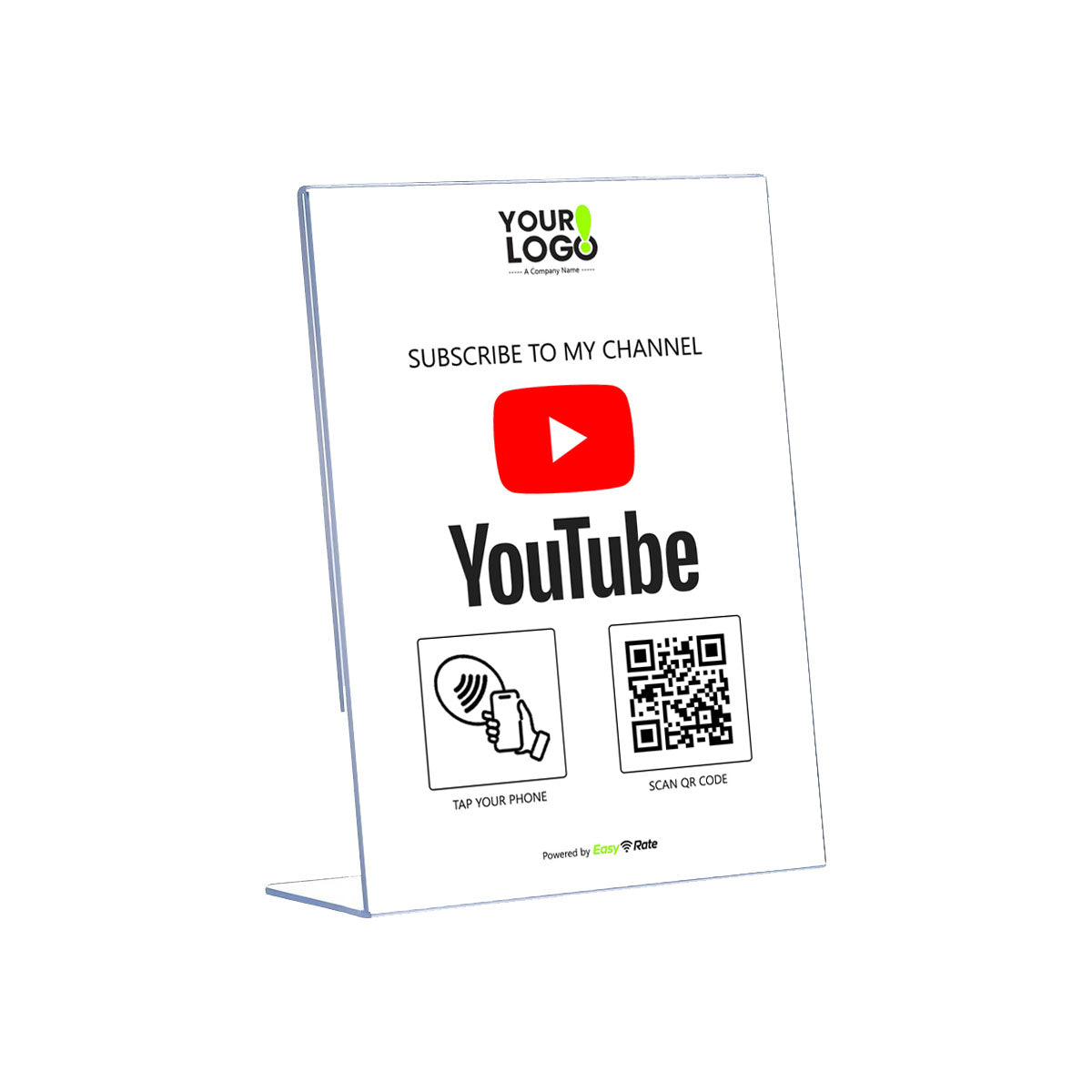 QR and NFC Youtube Subscribe Classic Slant L-Stand