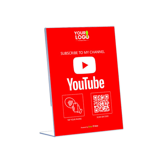 QR and NFC Youtube Subscribe Classic Slant L-Stand
