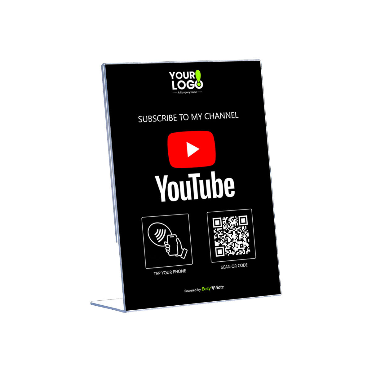 QR and NFC Youtube Subscribe Classic Slant L-Stand