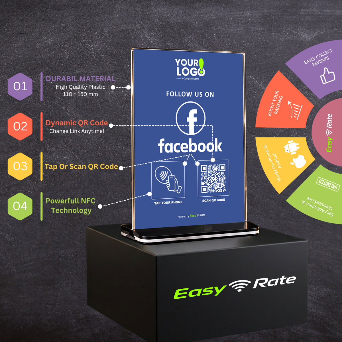 QR and NFC Facebook Like Pro Pedestal Stand