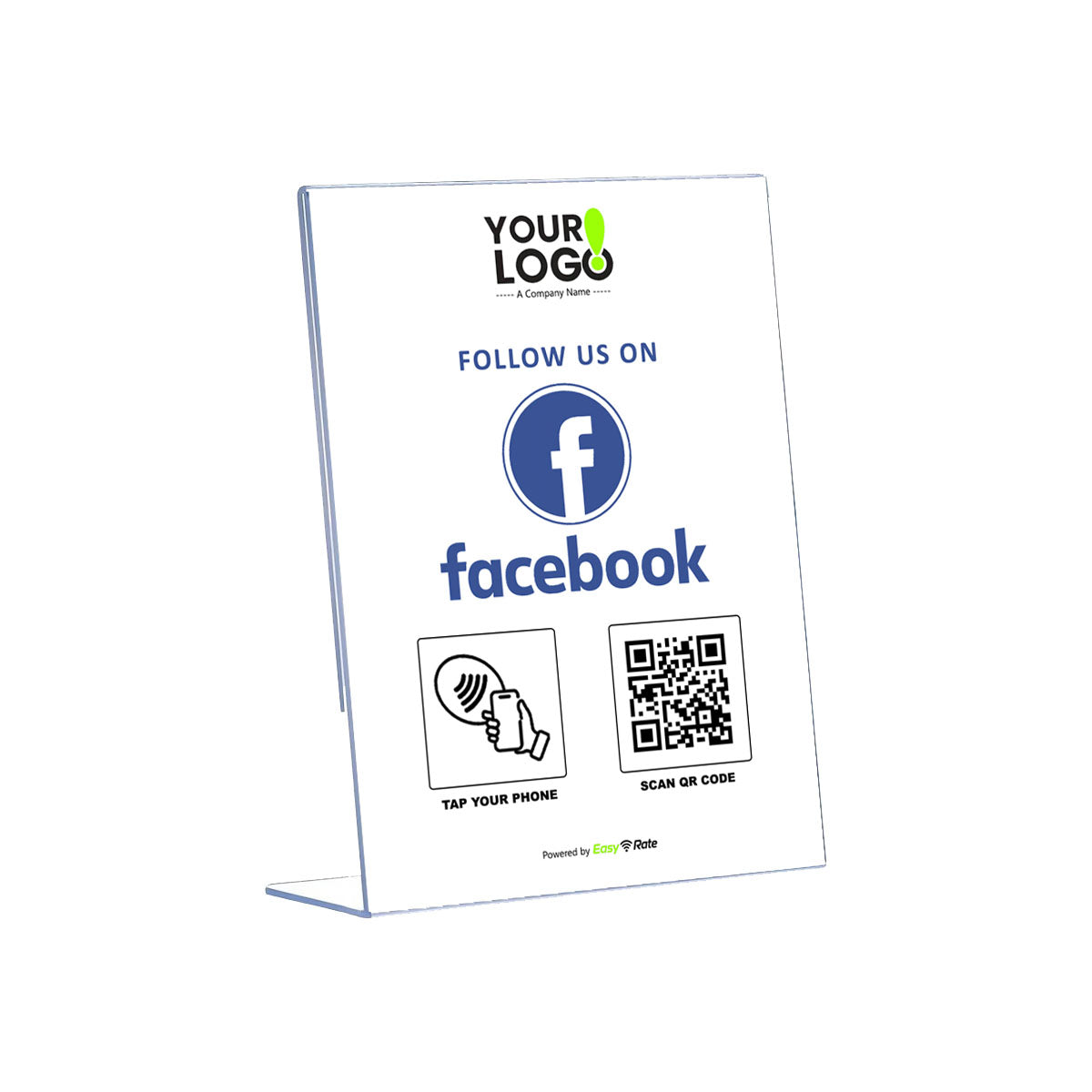 QR and NFC Facebook Like Classic Slant L-Stand