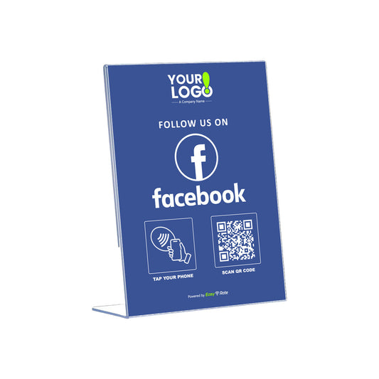 QR and NFC Facebook Like Classic Slant L-Stand