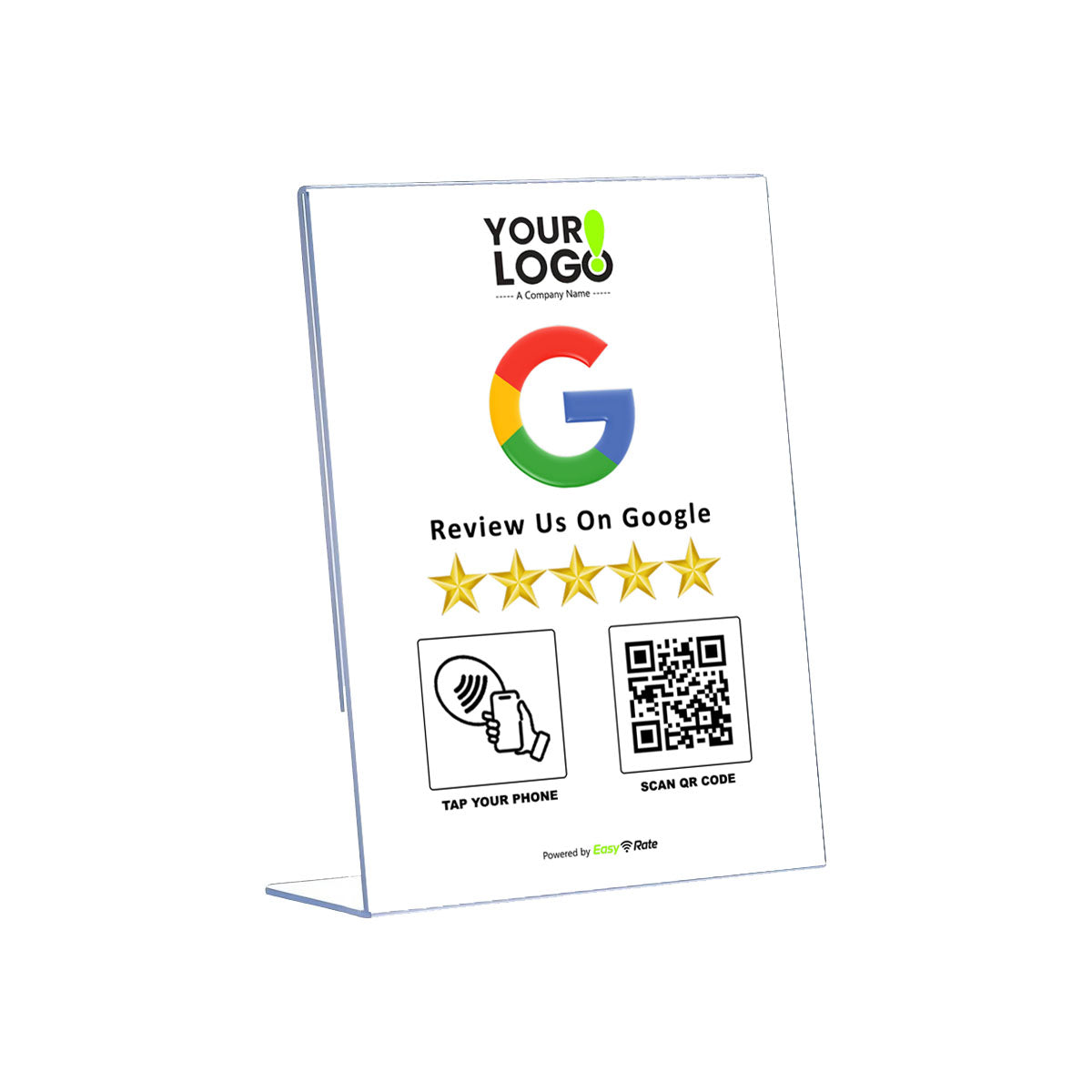QR and NFC Google Review Classic Slant L-Stand