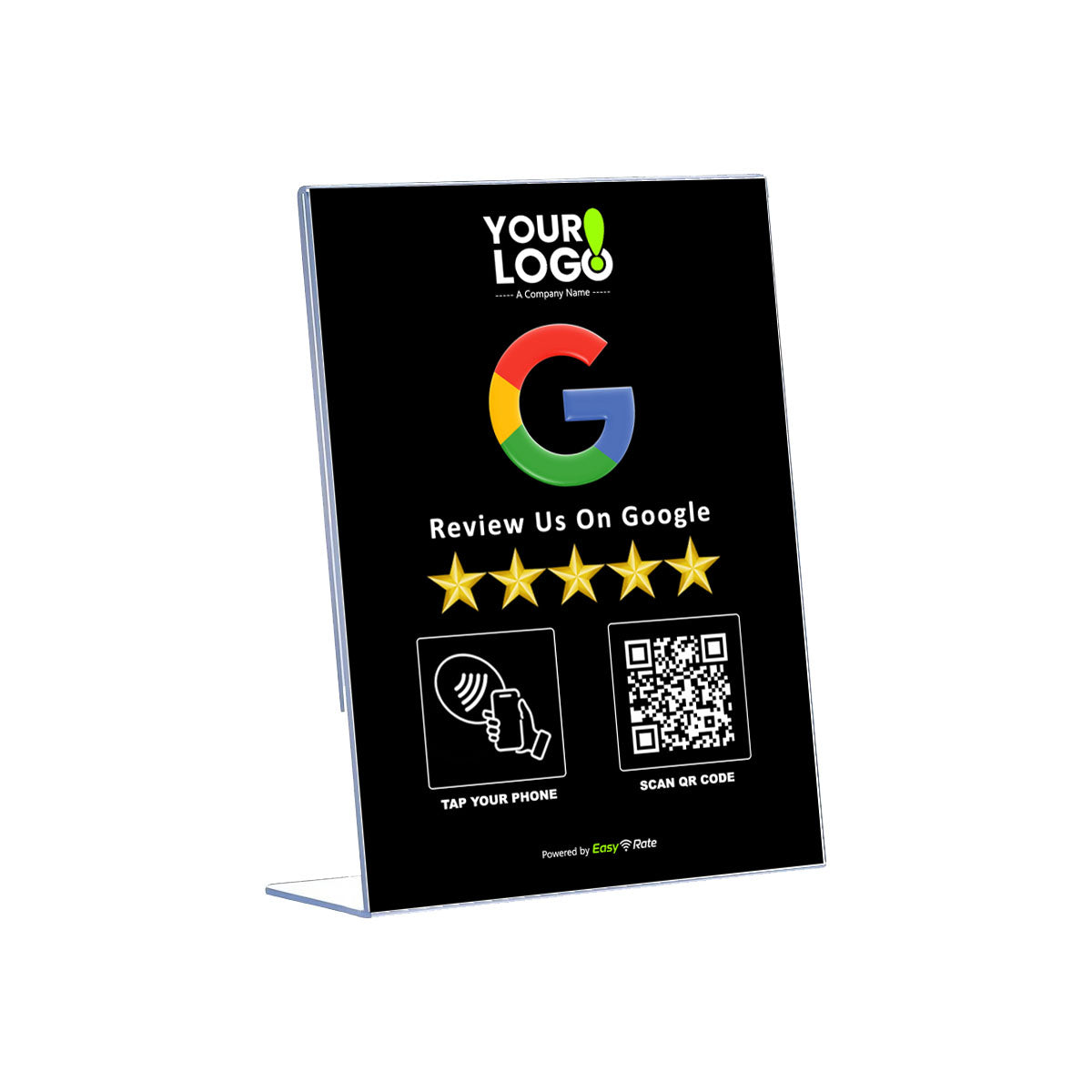 QR and NFC Google Review Classic Slant L-Stand