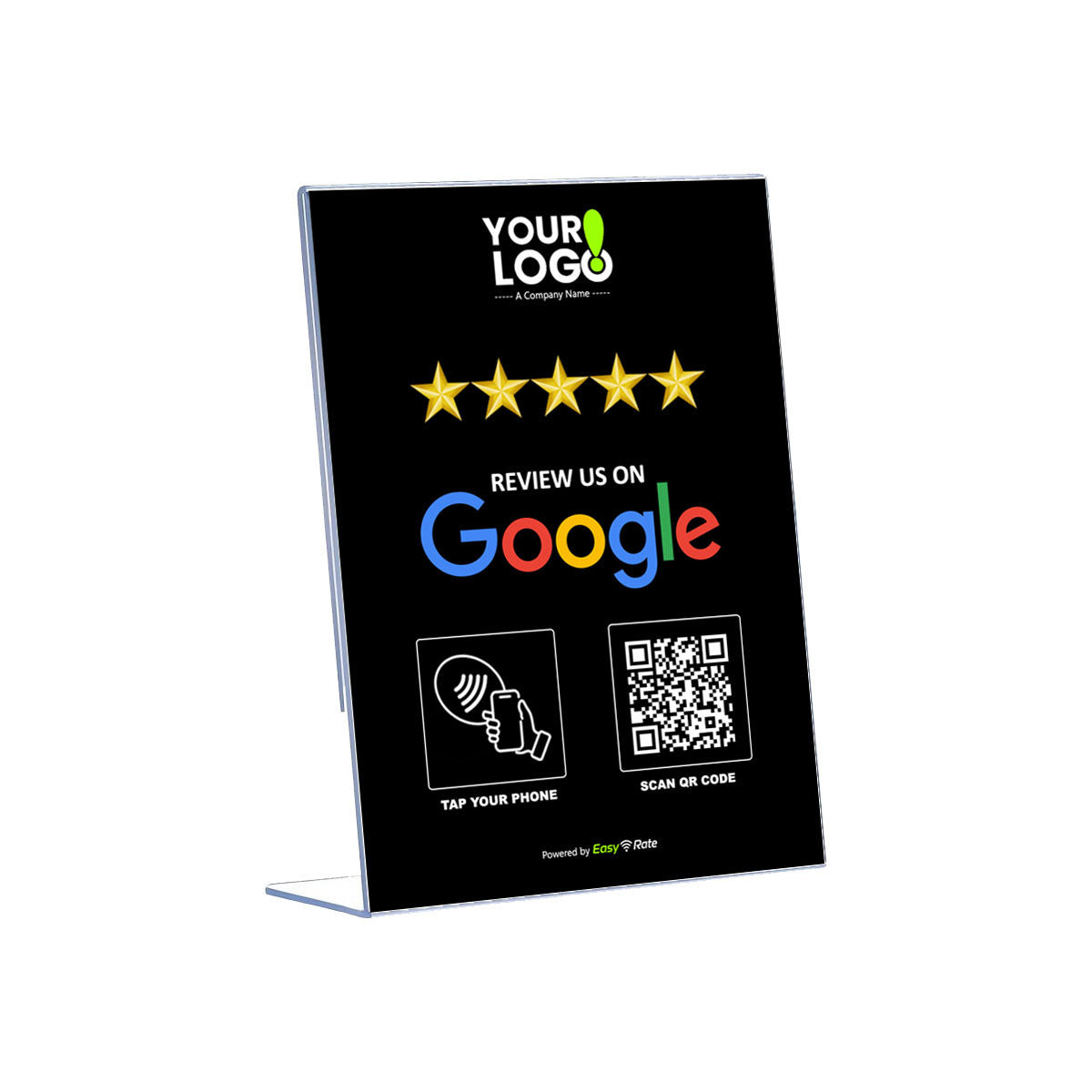 QR and NFC Google Review Classic Slant L-Stand