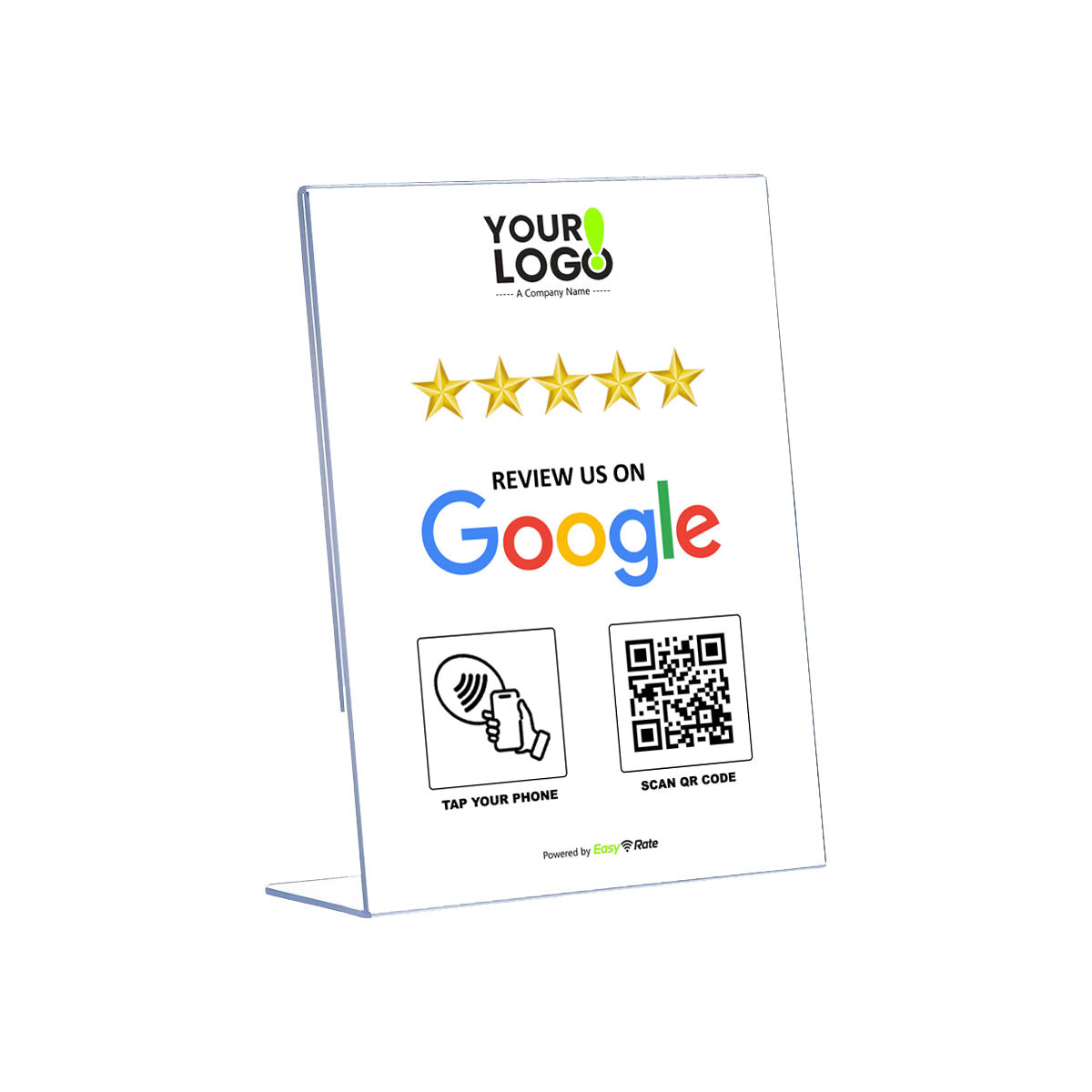 QR and NFC Google Review Classic Slant L-Stand