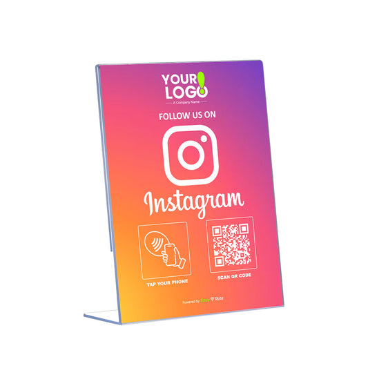 QR and NFC Instagram Follow Classic Slant L-Stand