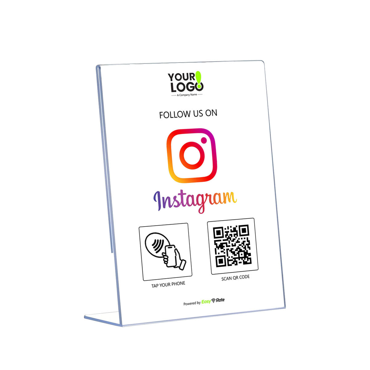 QR and NFC Instagram Follow Classic Slant L-Stand