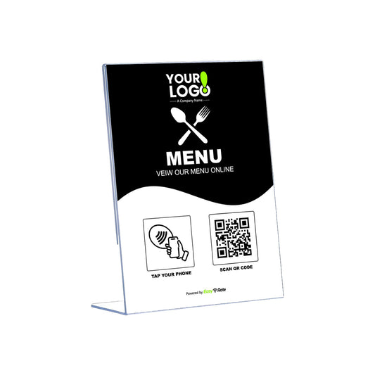QR and NFC Restaurant Menu Link Classic Slant L-Stand