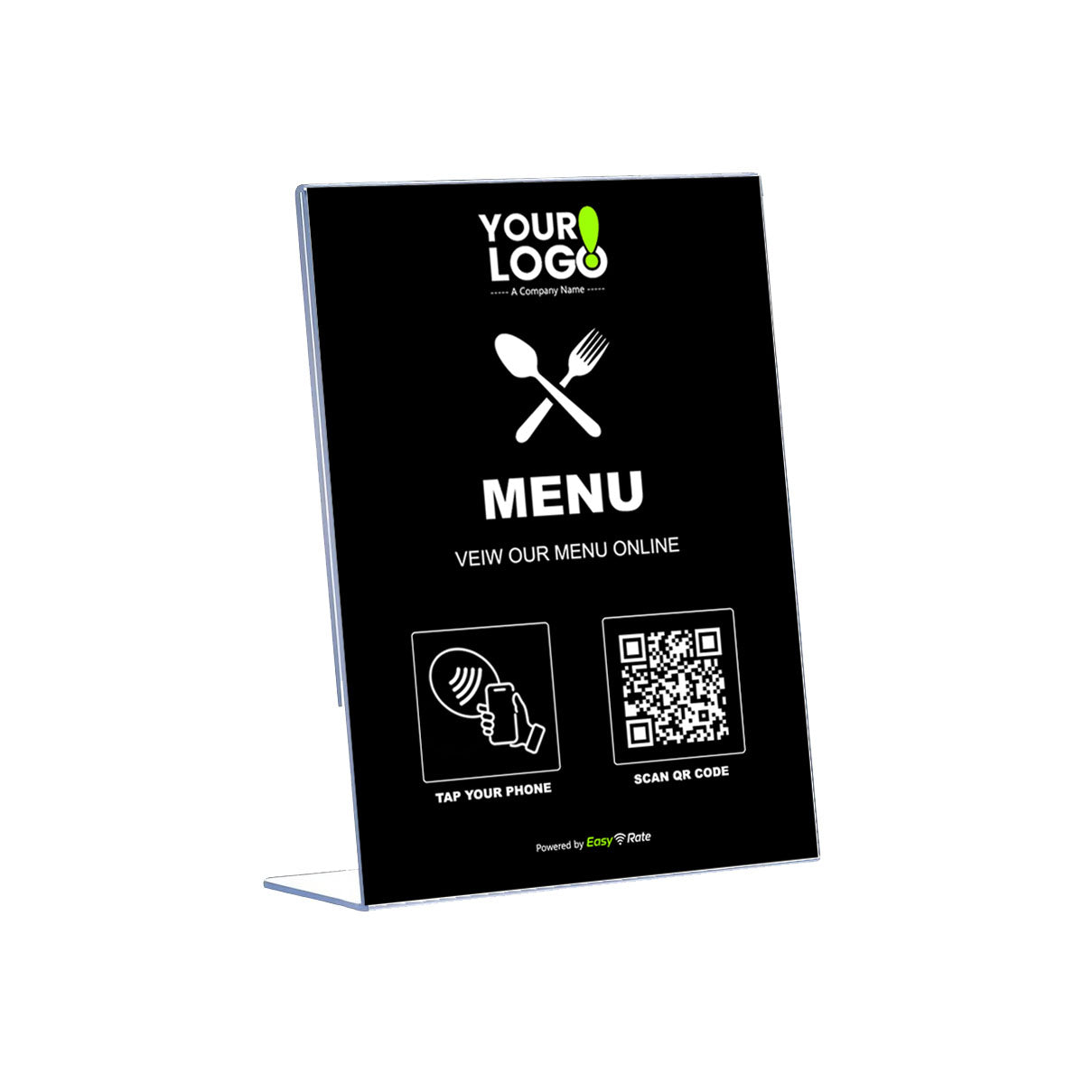 QR and NFC Restaurant Menu Link Classic Slant L-Stand