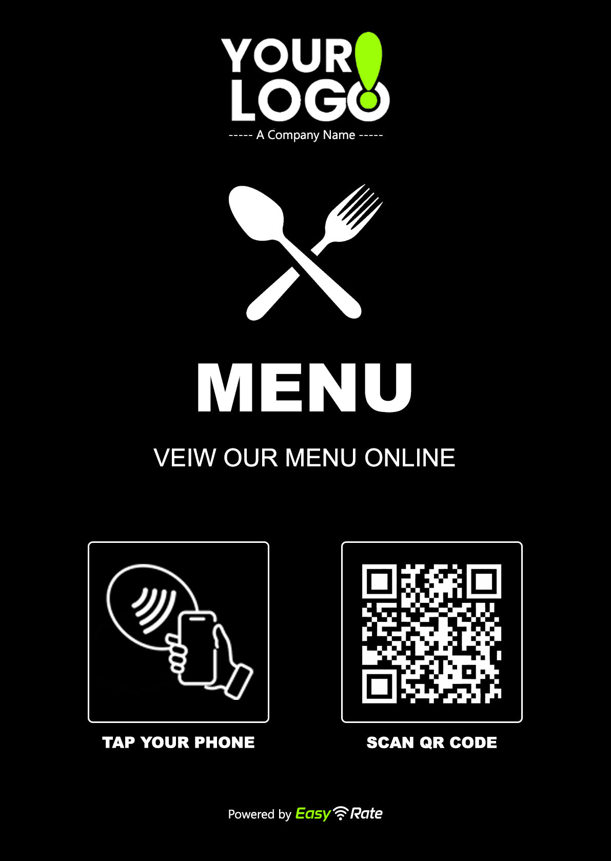 QR and NFC Restaurant Menu Link Classic Slant L-Stand