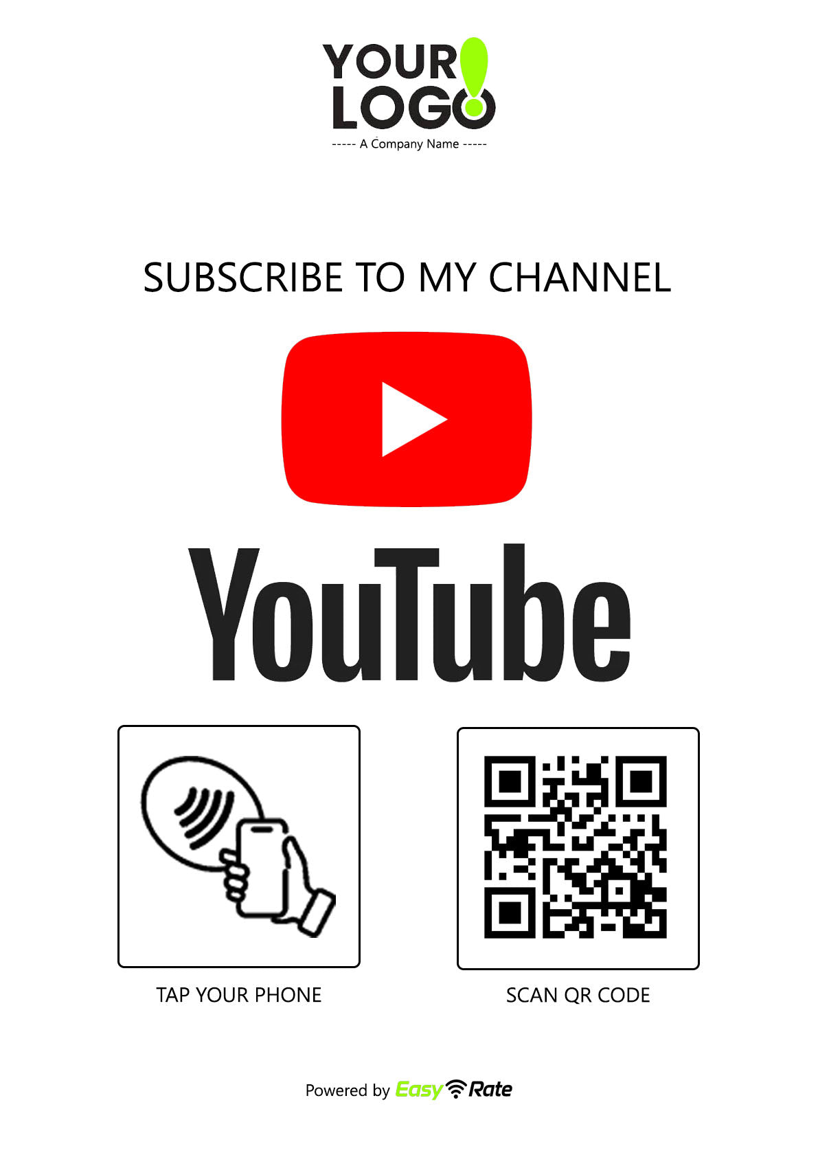 QR and NFC Youtube Subscribe Classic Slant L-Stand
