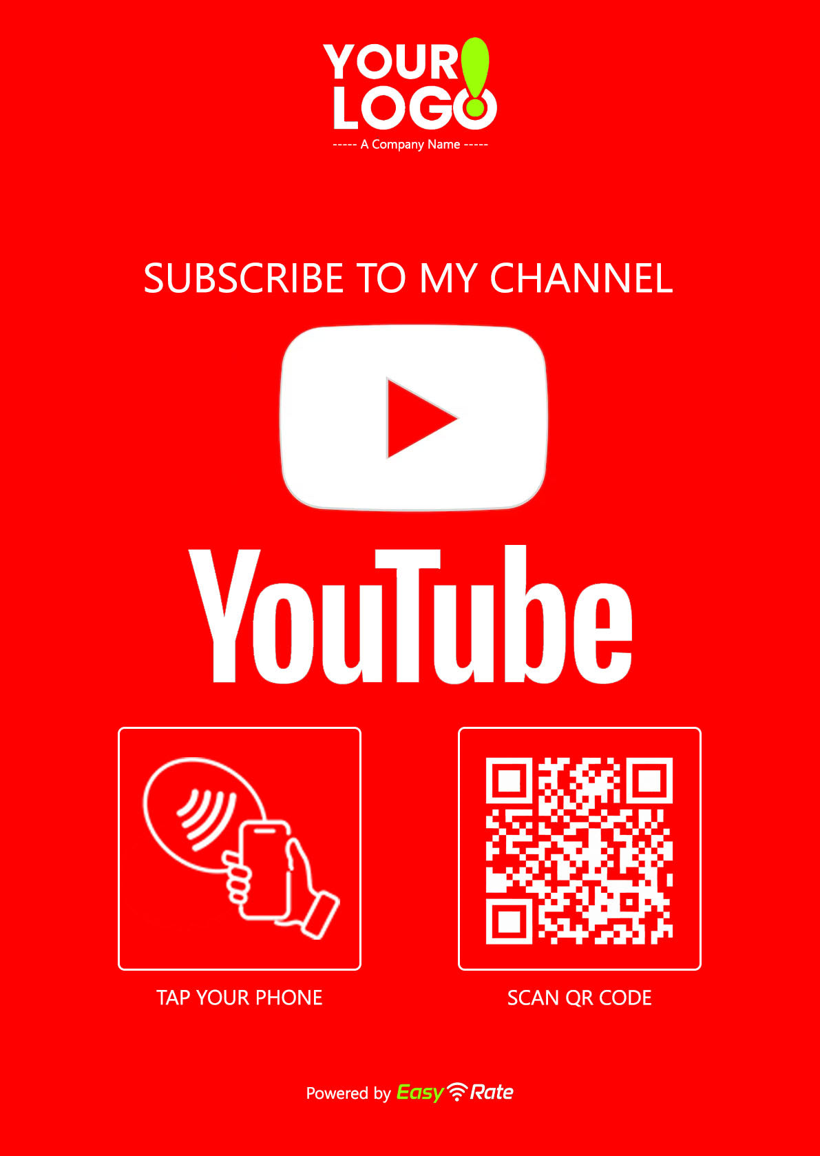 QR and NFC Youtube Subscribe Classic Slant L-Stand